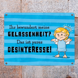 Engel Metallschild in 15x20 cm mit Spruch- Ich spreche Ironie mit Sarkasmus-Akzent