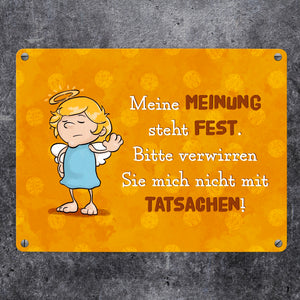 Engel Metallschild in 15x20 cm mit Spruch- Ich spreche Ironie mit Sarkasmus-Akzent