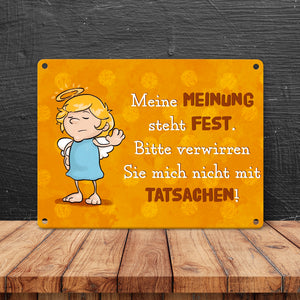 Engel Metallschild in 15x20 cm mit Spruch- Ich spreche Ironie mit Sarkasmus-Akzent