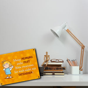 Engel Metallschild in 15x20 cm mit Spruch- Ich spreche Ironie mit Sarkasmus-Akzent