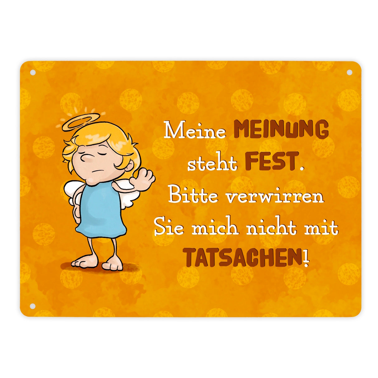 Engel Metallschild in 15x20 cm mit Spruch- Ich spreche Ironie mit Sarkasmus-Akzent