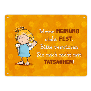 Engel Metallschild in 15x20 cm mit Spruch- Ich spreche Ironie mit Sarkasmus-Akzent