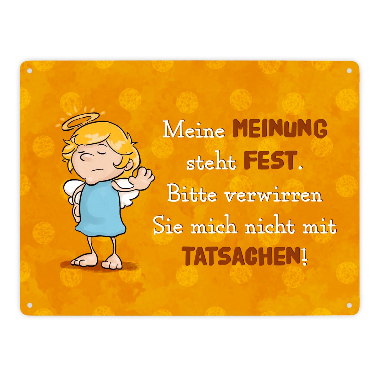 Engel Metallschild in 15x20 cm mit Spruch- Ich spreche Ironie mit Sarkasmus-Akzent