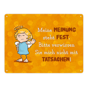 Engel Metallschild in 15x20 cm mit Spruch- Ich spreche Ironie mit Sarkasmus-Akzent