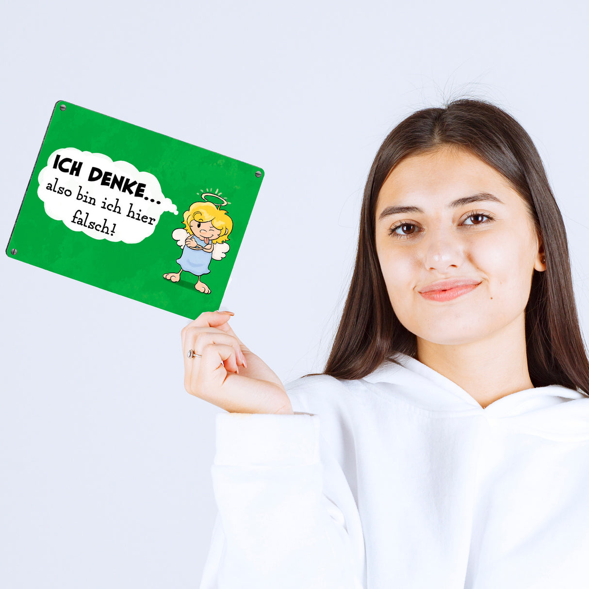 Engel Metallschild in 15x20 cm mit Spruch- Ich spreche Ironie mit Sarkasmus-Akzent