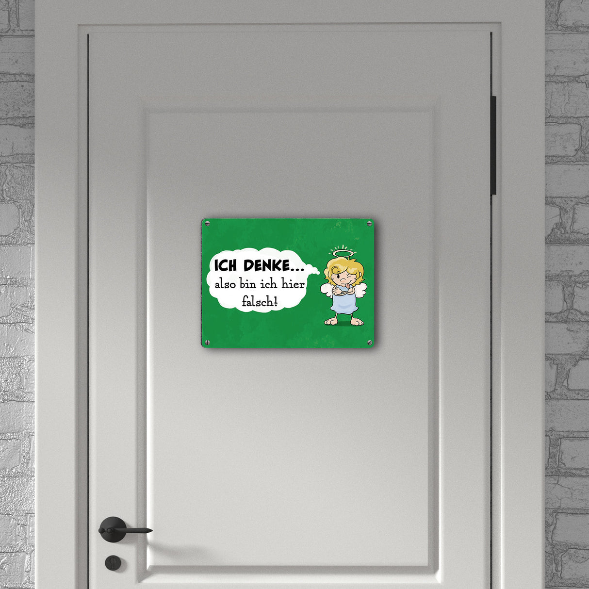 Engel Metallschild in 15x20 cm mit Spruch- Ich spreche Ironie mit Sarkasmus-Akzent