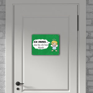 Engel Metallschild in 15x20 cm mit Spruch- Ich spreche Ironie mit Sarkasmus-Akzent