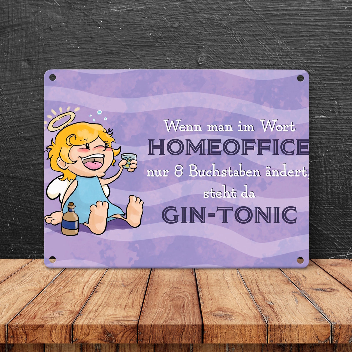 Engel Metallschild in 15x20 cm mit Spruch- Ich spreche Ironie mit Sarkasmus-Akzent