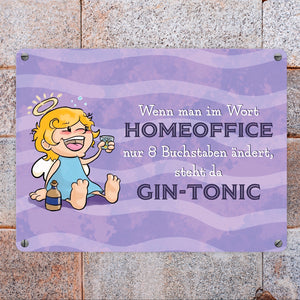 Engel Metallschild in 15x20 cm mit Spruch- Ich spreche Ironie mit Sarkasmus-Akzent