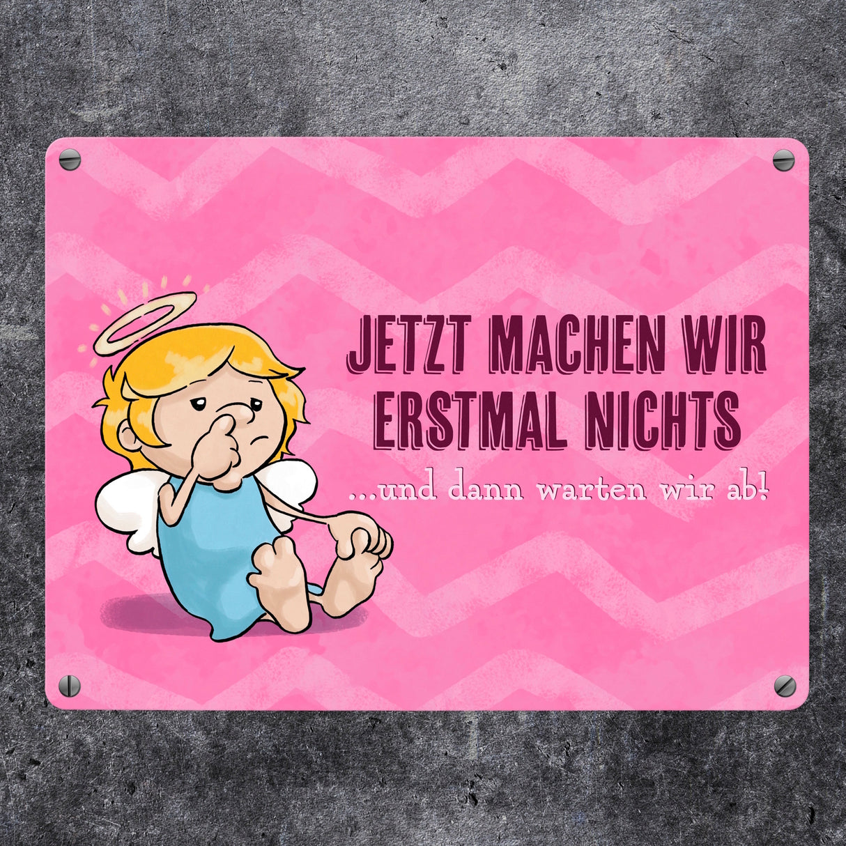 Engel Metallschild in 15x20 cm mit Spruch- Ich spreche Ironie mit Sarkasmus-Akzent