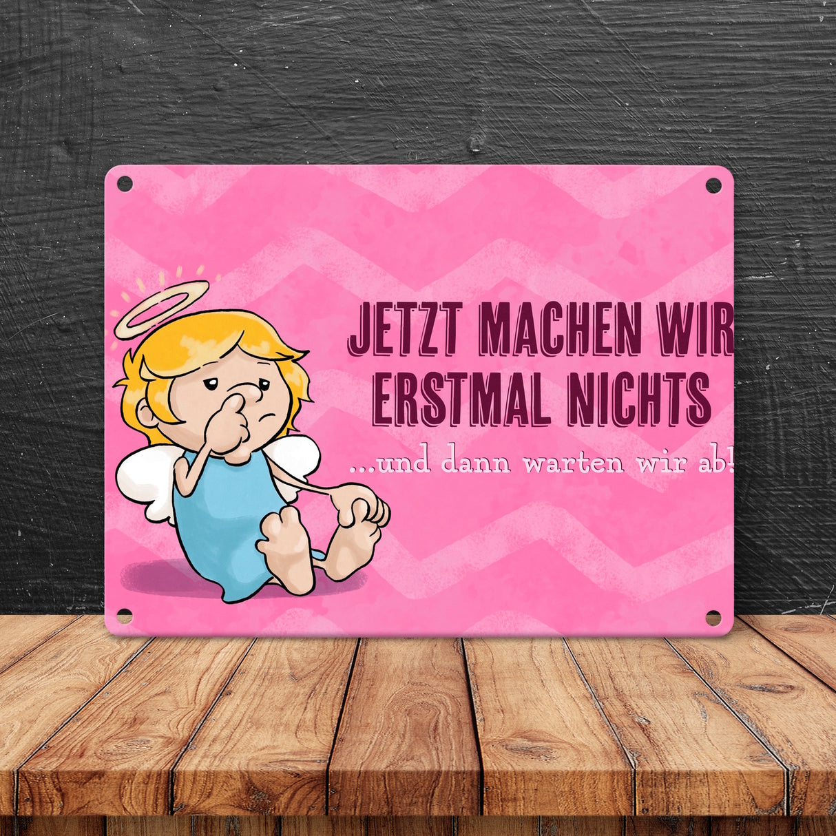 Engel Metallschild in 15x20 cm mit Spruch- Ich spreche Ironie mit Sarkasmus-Akzent