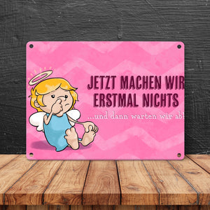 Engel Metallschild in 15x20 cm mit Spruch- Ich spreche Ironie mit Sarkasmus-Akzent