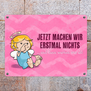 Engel Metallschild in 15x20 cm mit Spruch- Ich spreche Ironie mit Sarkasmus-Akzent