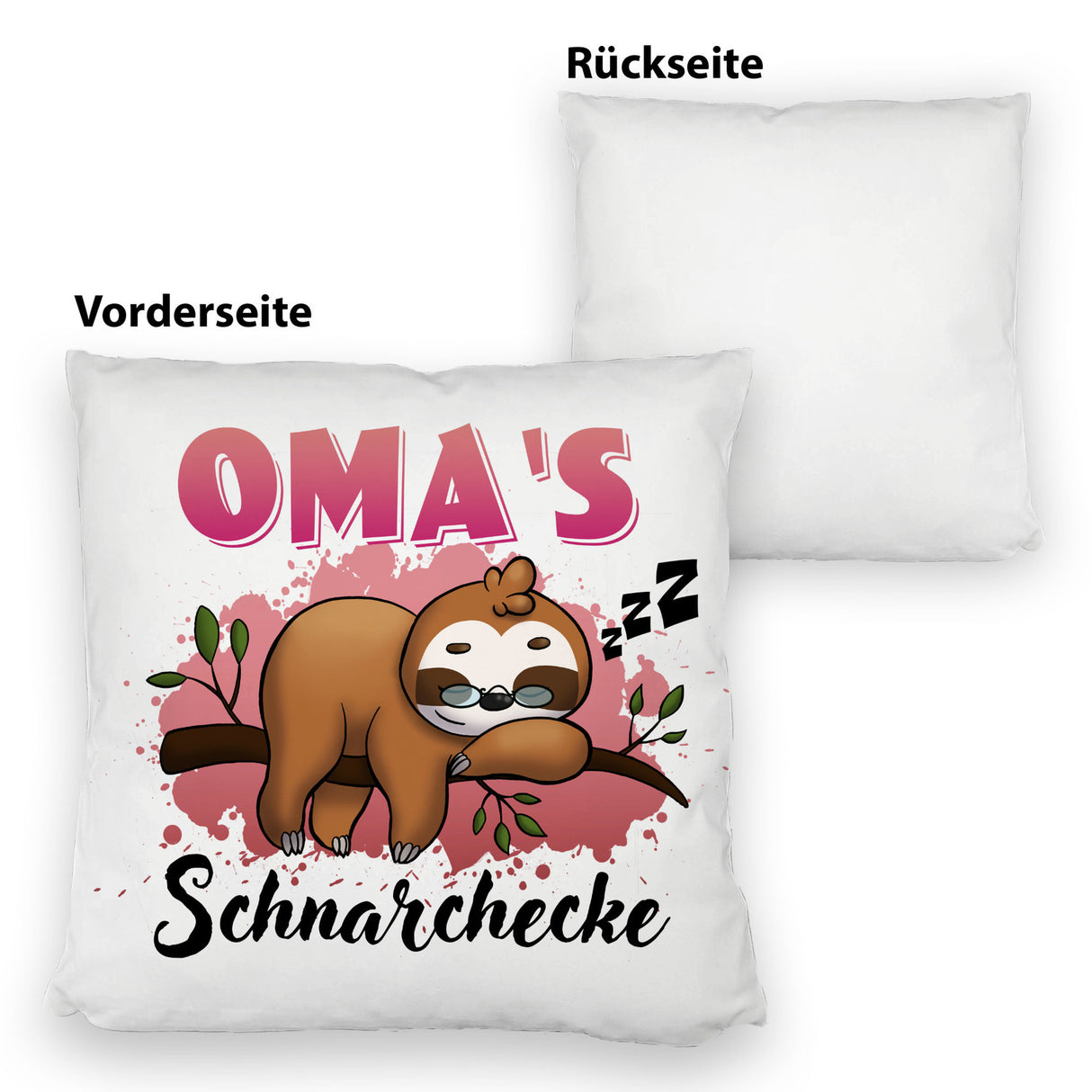 Faultier Kissen mit Spruch Oma's Schnarchecke
