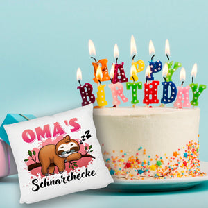 Faultier Kissen mit Spruch Oma's Schnarchecke