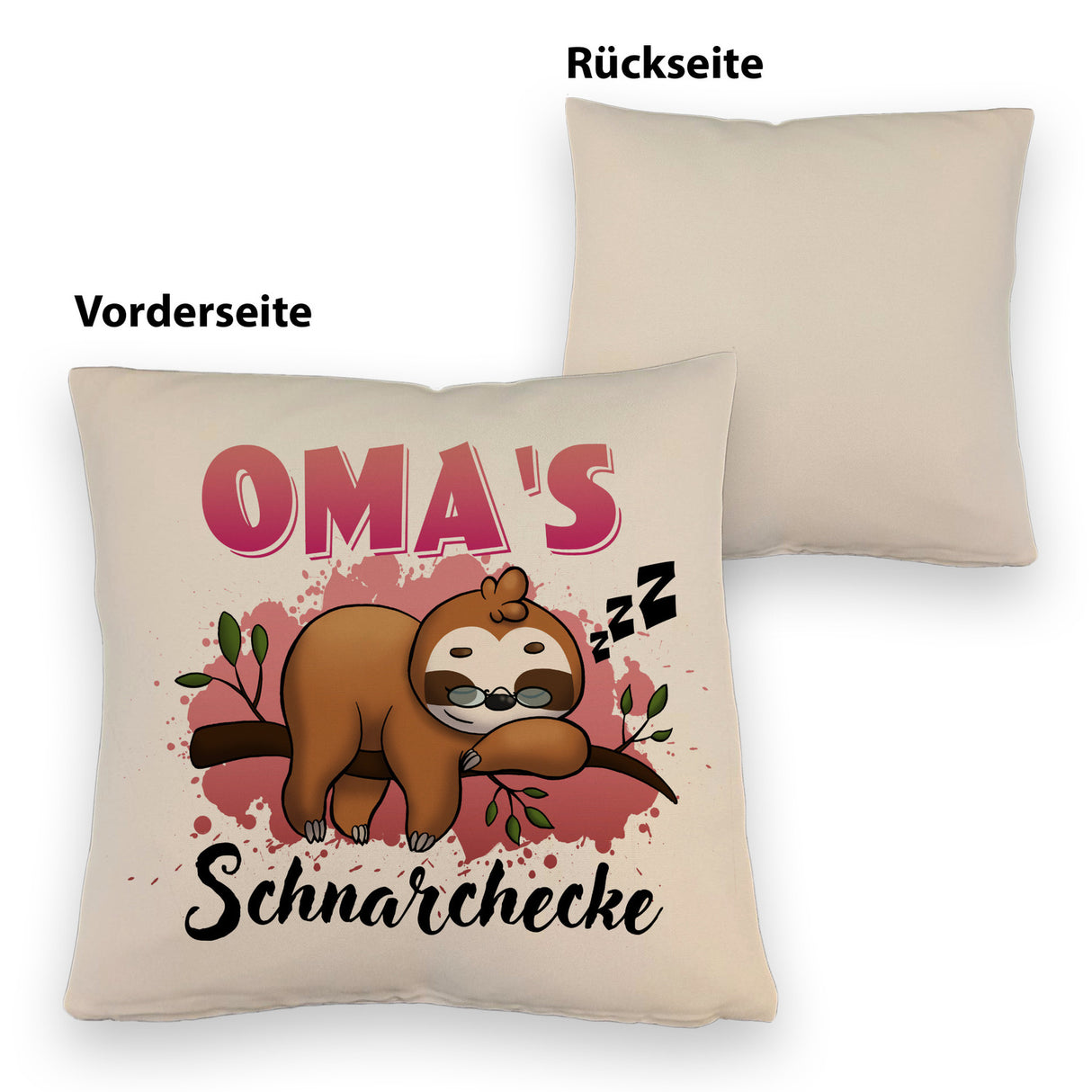 Faultier Kissen mit Spruch Oma's Schnarchecke