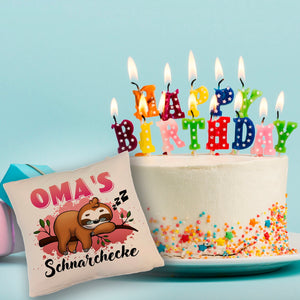 Faultier Kissen mit Spruch Oma's Schnarchecke
