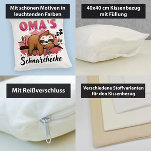 Faultier Kissen mit Spruch Oma's Schnarchecke