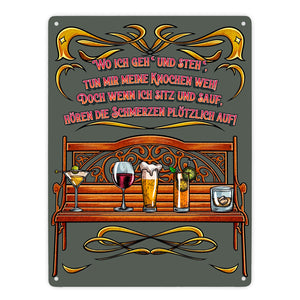 Alkohol ist die beste Medizin Metallschild in 15x20 cm mit Spruch