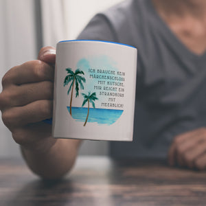 Strandkorb und Meerblick Kaffeebecher mit Spruch