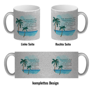 Strandkorb und Meerblick Kaffeebecher mit Spruch
