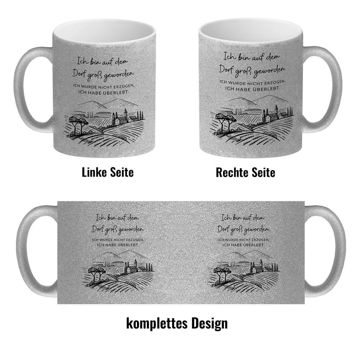 Ich bin auf dem Dorf groß geworden Kaffeebecher mit Spruch