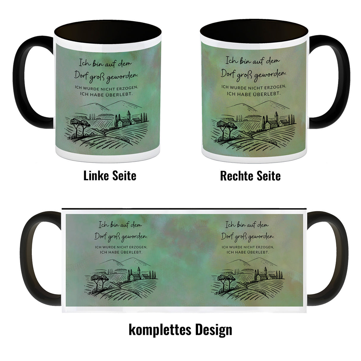 Ich bin auf dem Dorf groß geworden Kaffeebecher mit Spruch