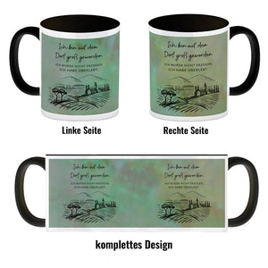 Ich bin auf dem Dorf groß geworden Kaffeebecher mit Spruch