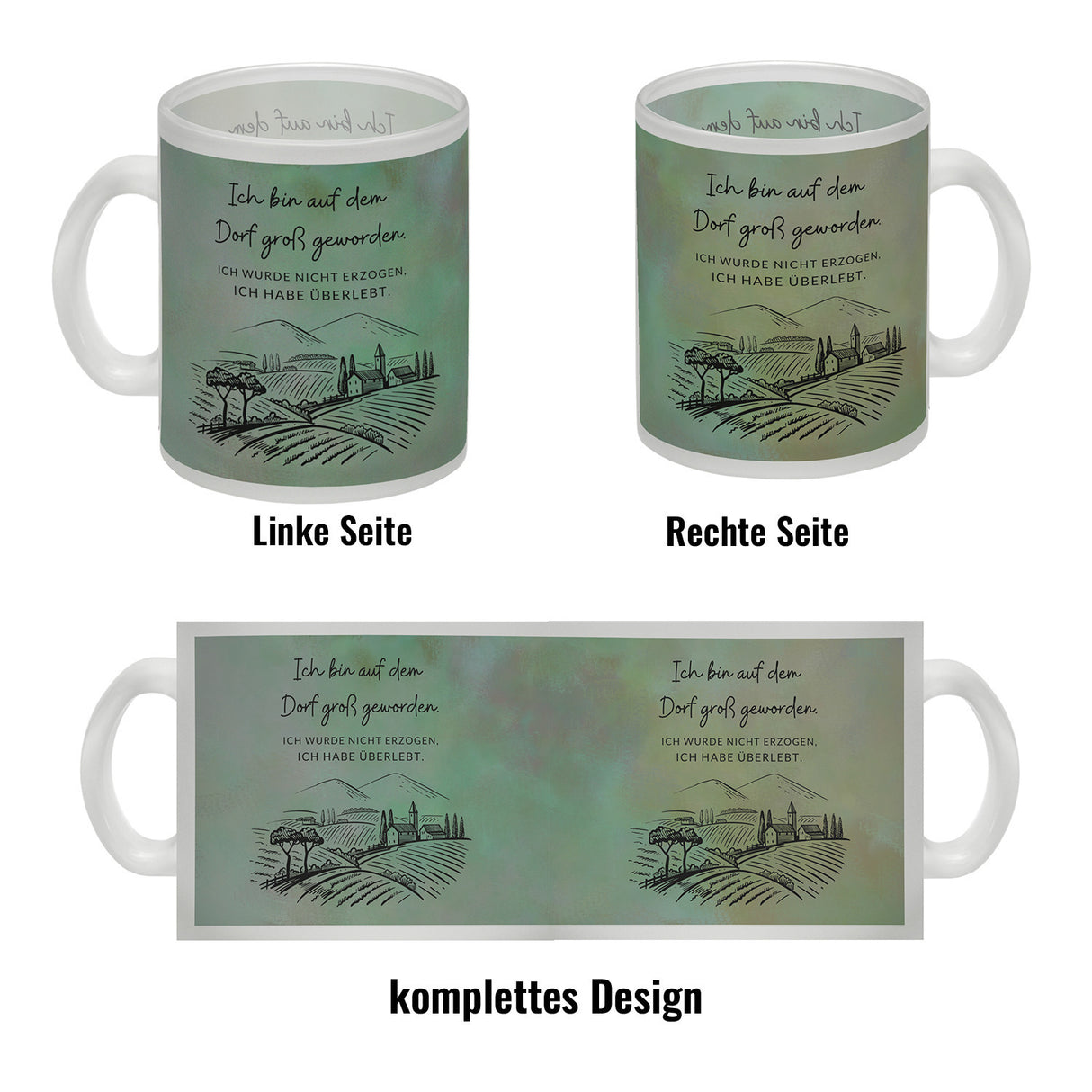 Ich bin auf dem Dorf groß geworden Kaffeebecher mit Spruch