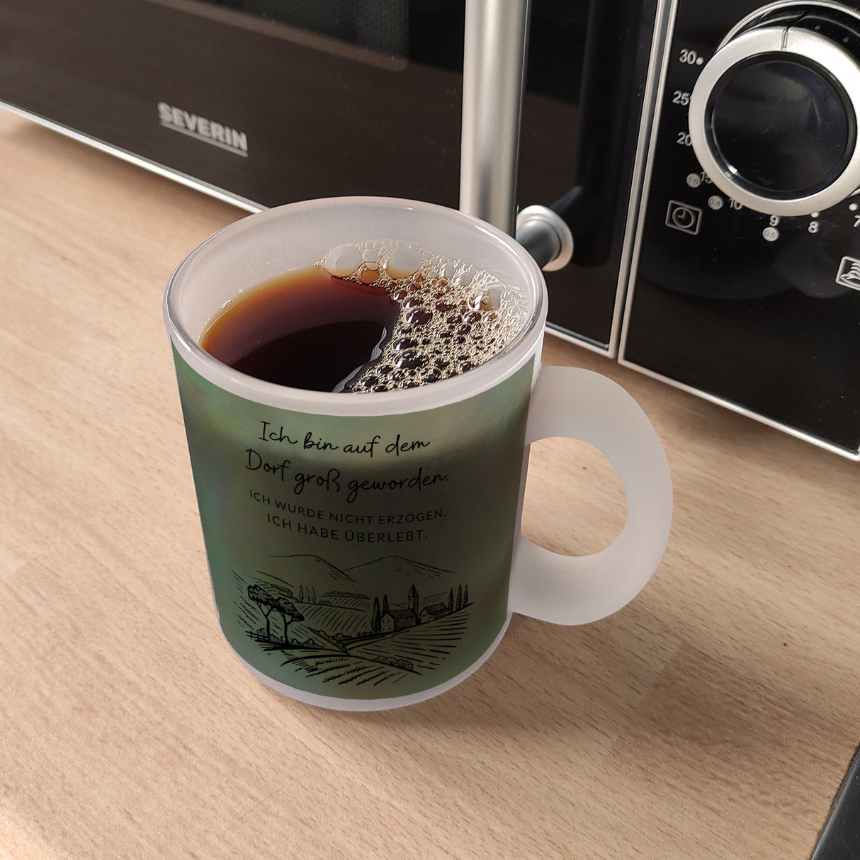 Ich bin auf dem Dorf groß geworden Kaffeebecher mit Spruch