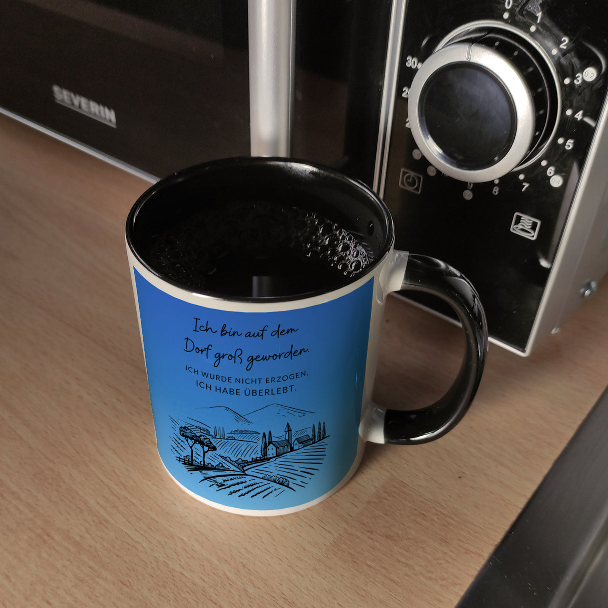 Ich bin auf dem Dorf groß geworden Kaffeebecher mit Spruch