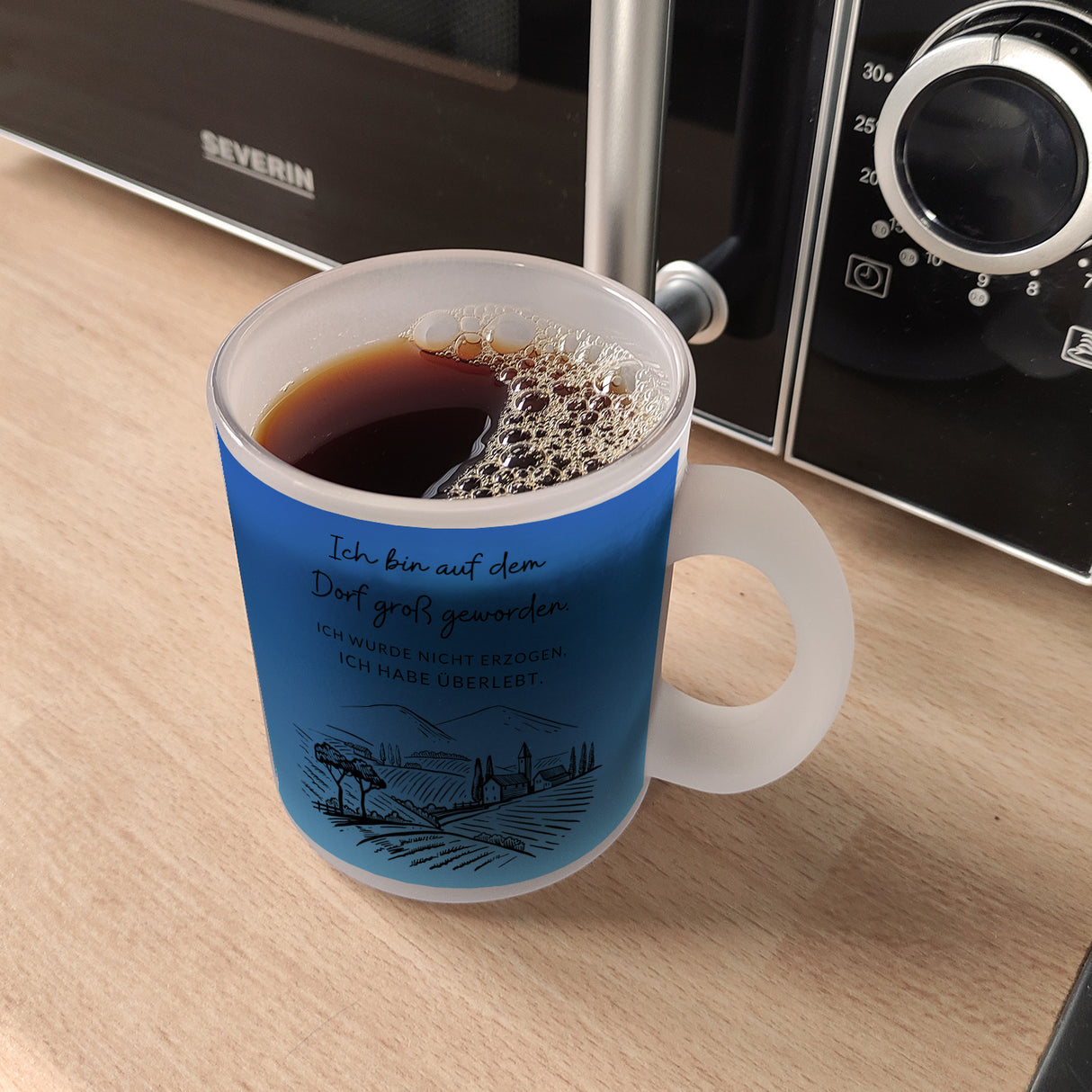 Ich bin auf dem Dorf groß geworden Kaffeebecher mit Spruch