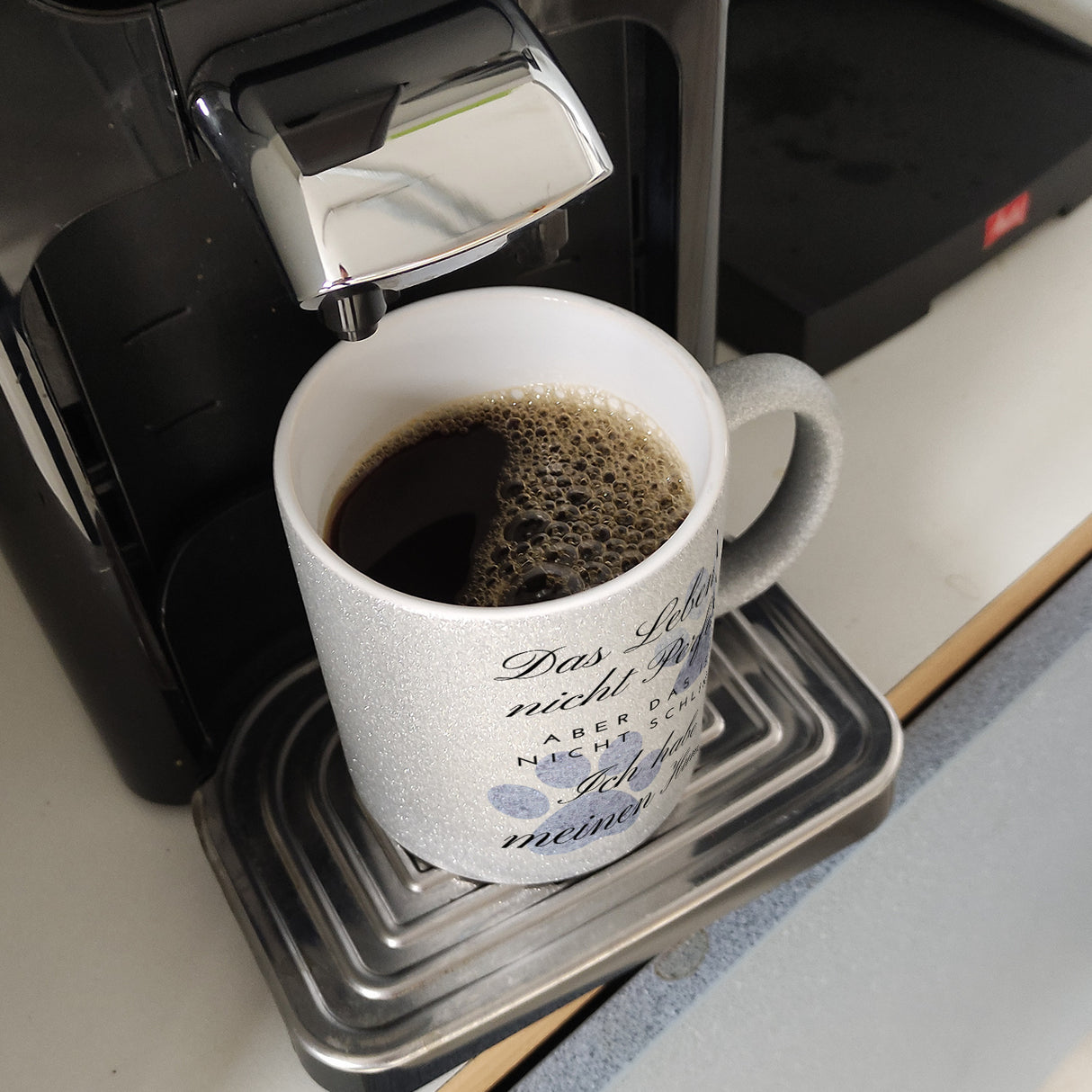 Das Leben ist nicht Perfekt Hunde Kaffeebecher mit Spruch