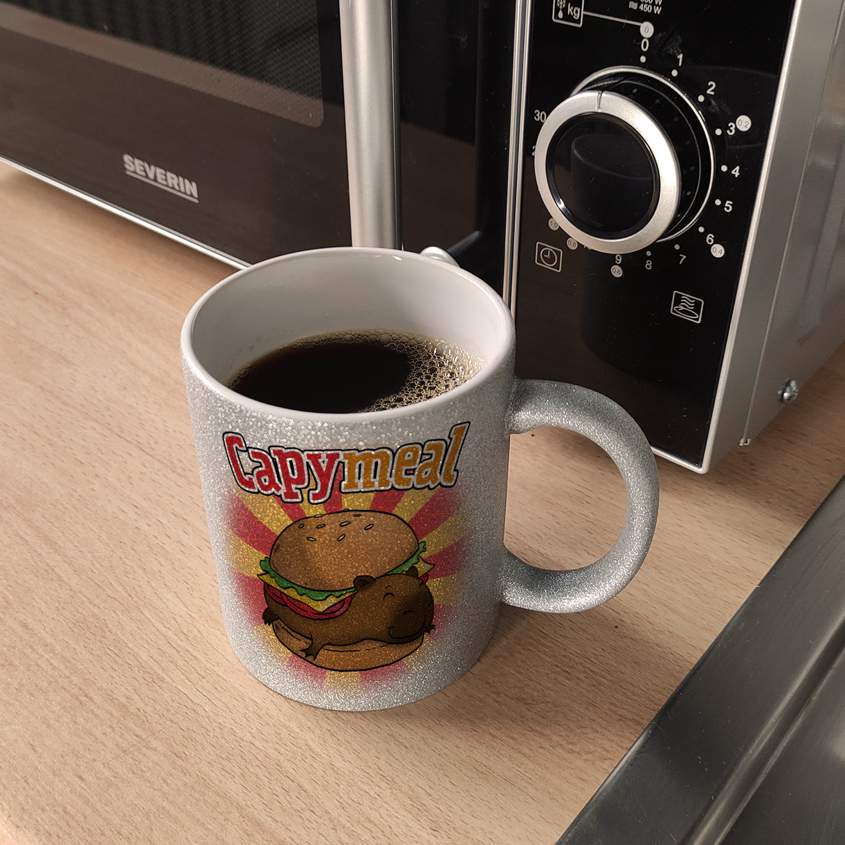Capymeal Kaffeebecher mit Capybara Motiv für Fastfood Junkies