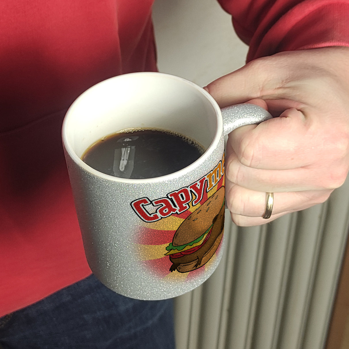 Capymeal Kaffeebecher mit Capybara Motiv für Fastfood Junkies