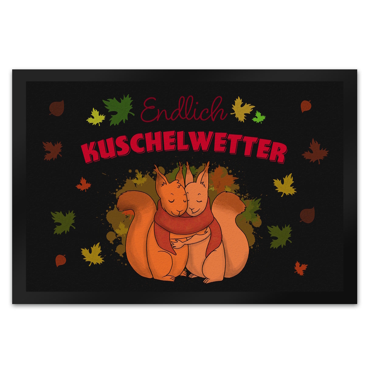 Endlich Kuschelwetter herbstliche Fußmatte in 35x50 cm mit Eichhörnchenpaar