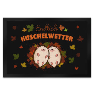 Endlich Kuschelwetter herbstliche Fußmatte in 35x50 cm mit Igelpaar