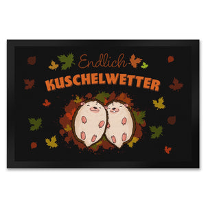 Endlich Kuschelwetter herbstliche Fußmatte in 35x50 cm mit Igelpaar