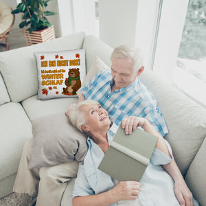 Bär mit Honigtopf im Herbst Kissen mit Spruch