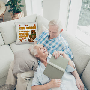 Bär mit Honigtopf im Herbst Kissen mit Spruch