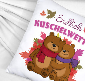 Endlich Kuschelwetter herbstliches Kissen mit Bärenpaar