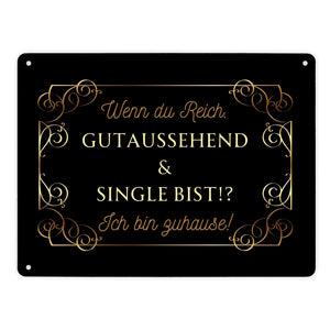 Wenn du reich, gutaussehend und Single bist Metallschild in 15x20 cm