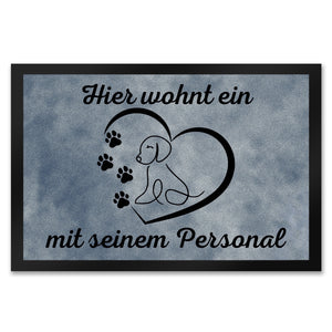 Fußmatte in 35x50 cm - Hier wohnt ein Hund mit seinem Personal