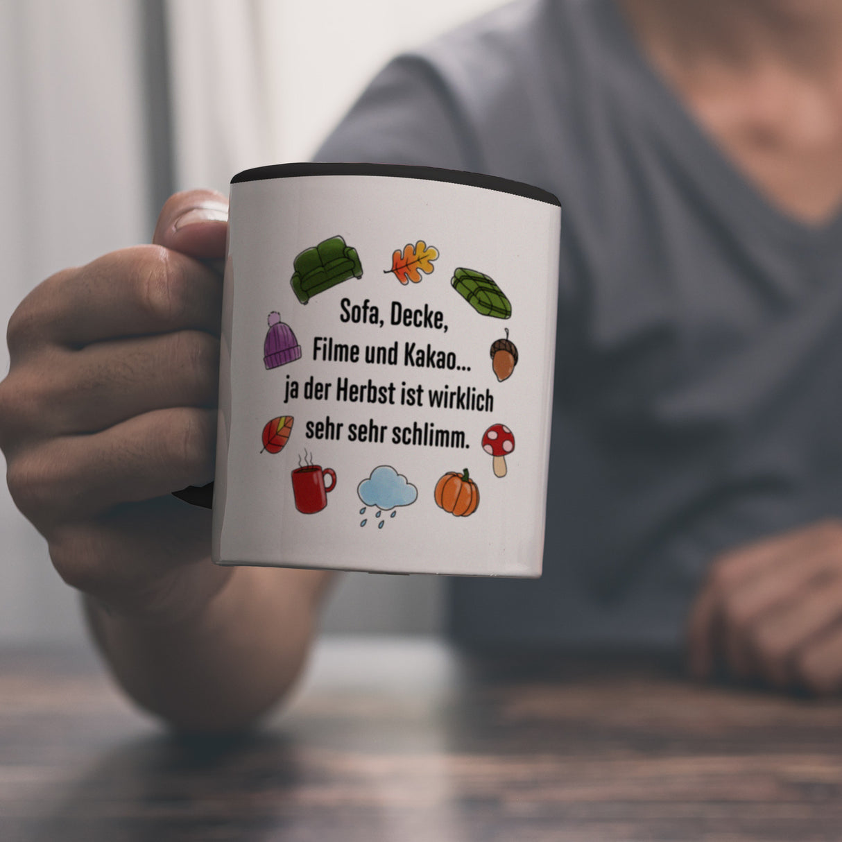 Gemütlichkeit Kaffeebecher mit Spruch- Der Herbst ist wirklich schlimm