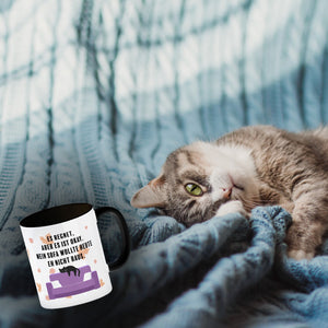 Faule Katze Kaffeebecher mit Spruch Es regnet mein Sofa wollte nicht raus