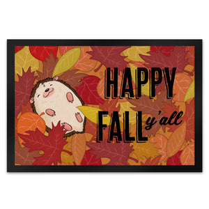 Igel im herbstlichen Laubhaufen Fußmatte in 35x50 cm - Happy Fall Y'all