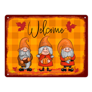 Welcome Wichtel Metallschild in 15x20 cm in herbstlichen Farben