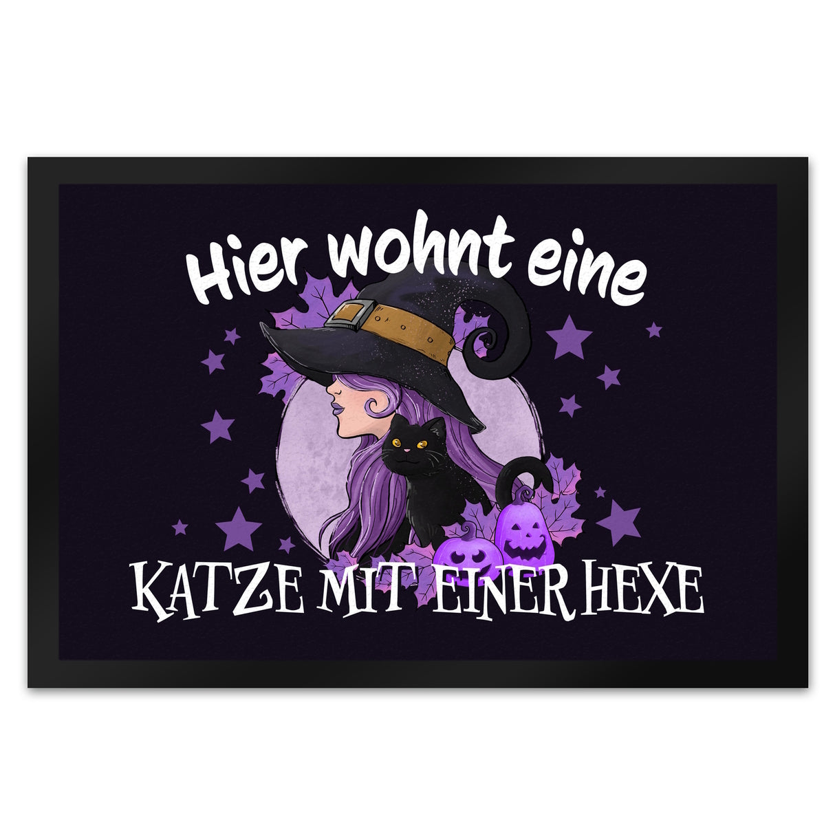 Hexerei Fußmatte in 35x50 cm mit Spruch - Hier wohnt eine Katze und Hexe