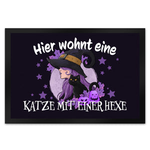 Hexerei Fußmatte in 35x50 cm mit Spruch - Hier wohnt eine Katze und Hexe