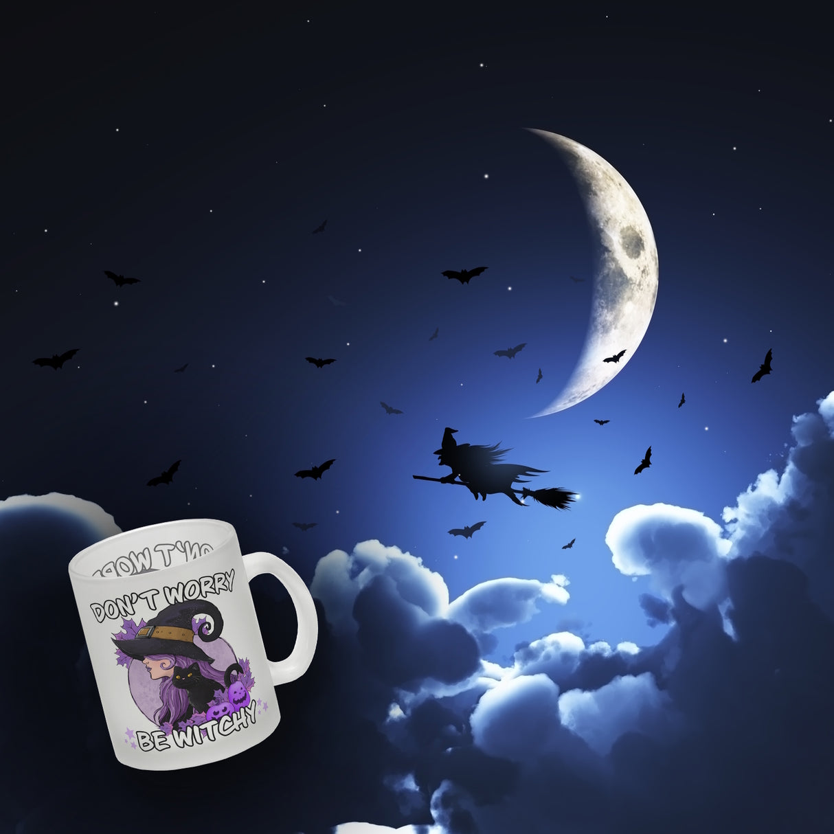 Hexen Kaffeebecher mit Spruch- Don't worry be witchy